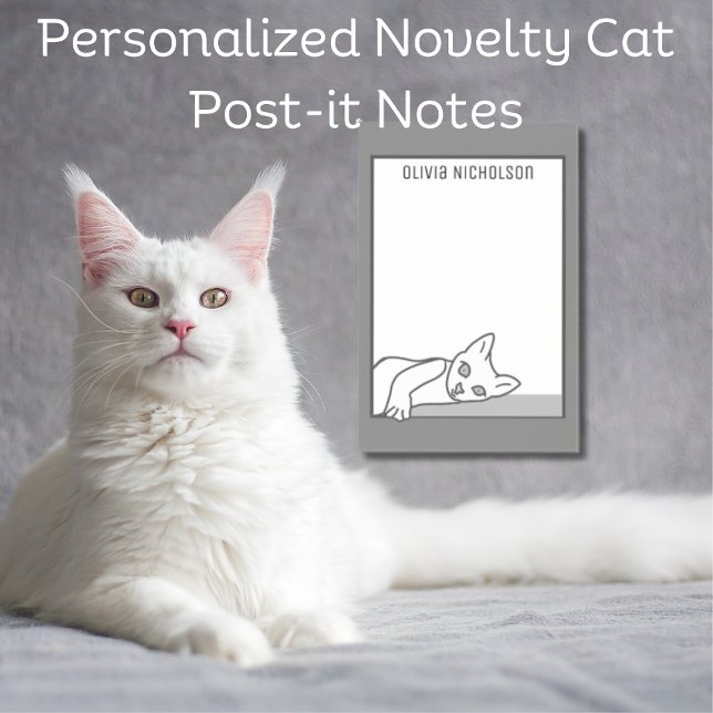 Notas Post-it® Arte de gatito perezoso personalizado novedad gato (Lazy Kitten Art Personalized Novelty Cat Post-it Notes)