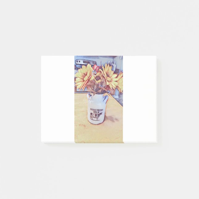 Notas Post-it® Arte de girasol (Anverso)