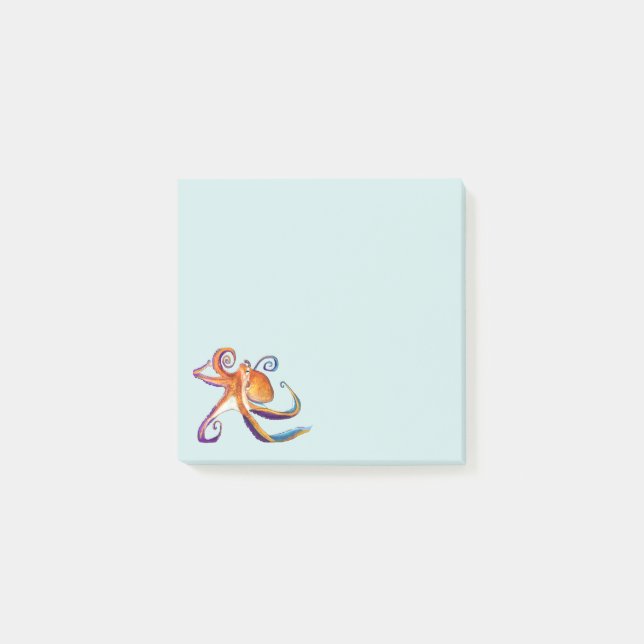 Notas Post-it® Arte de la acuarela Octopus Sealife (Anverso)