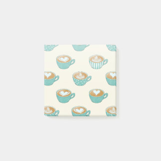 Notas Post-it® Arte de latte en tazas de café azul