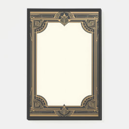 Notas Post-it® Arte Deco Clásico Dorado sobre Negro