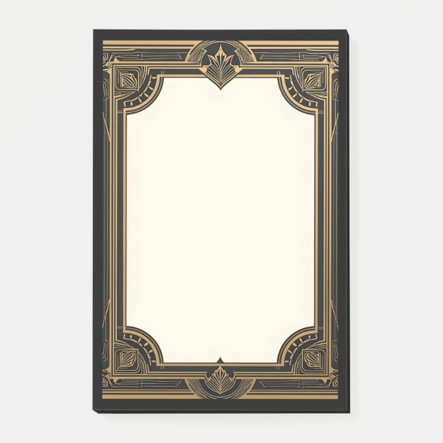Notas Post-it® Arte Deco Clásico Dorado sobre Negro (Anverso)