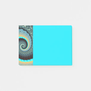 Notas Post-it® Arte en espiral fractal abstracto azul turquesa na