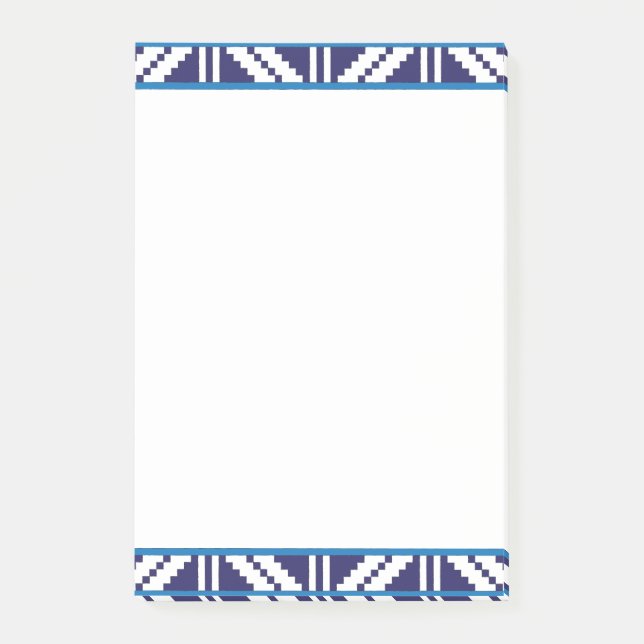 Notas Post-it® Arte étnico letón letón azul y blanco (Anverso)