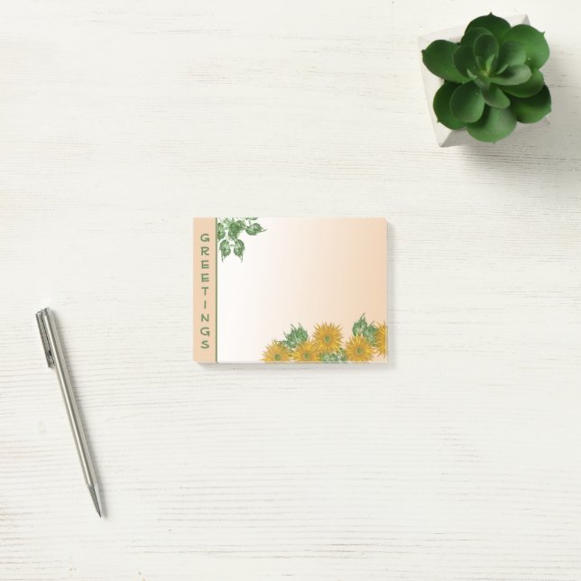 Notas Post-it® Arte floral rústico | Flores de oro y hojas (Oficina)