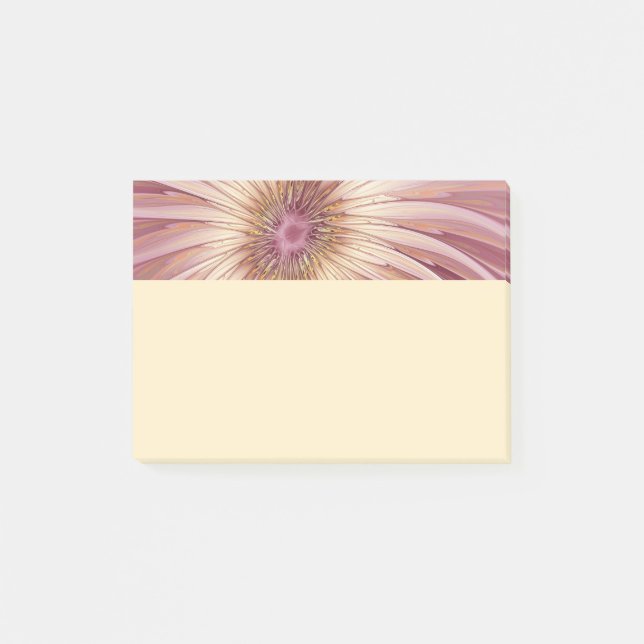 Notas Post-it® Arte fractal de flores abstractas y tonos de burde (Anverso)
