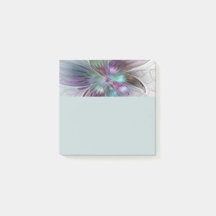 Notas Post-it® Arte fractal floral moderno abstracto colorido