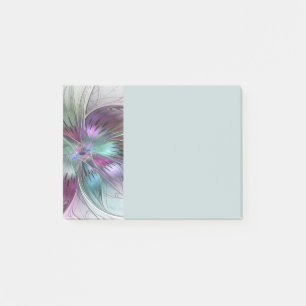 Notas Post-it® Arte fractal floral moderno abstracto colorido