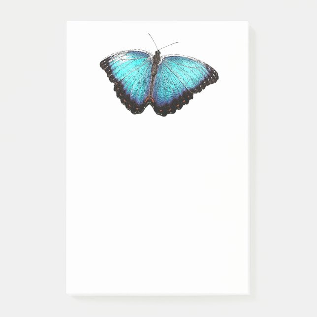 Notas Post-it® Arte natural de mariposa azul, Ilustracion de foto (Anverso)