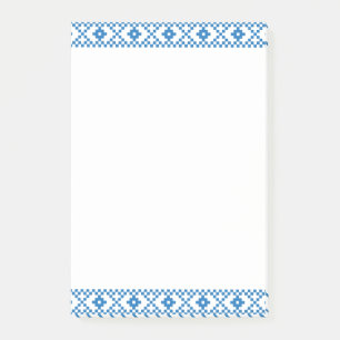 Notas Post-it® Arte popular de origen étnico letón, azul y blanco