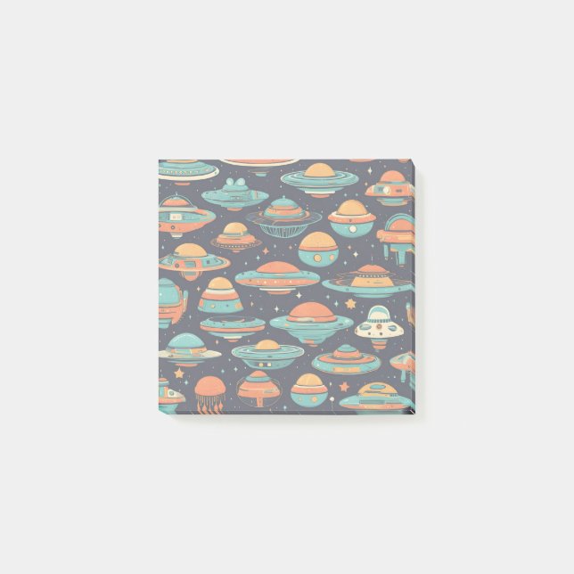 Notas Post-it® Arte vintage de OVNI (Anverso)