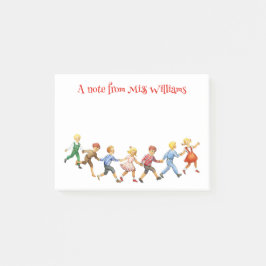 Notas Post-it® Arte Vintage para Niños Mensaje Personalizado del 