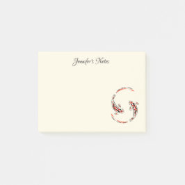 Notas Post-it® Artista de pescado Koi japonés negro y rojo