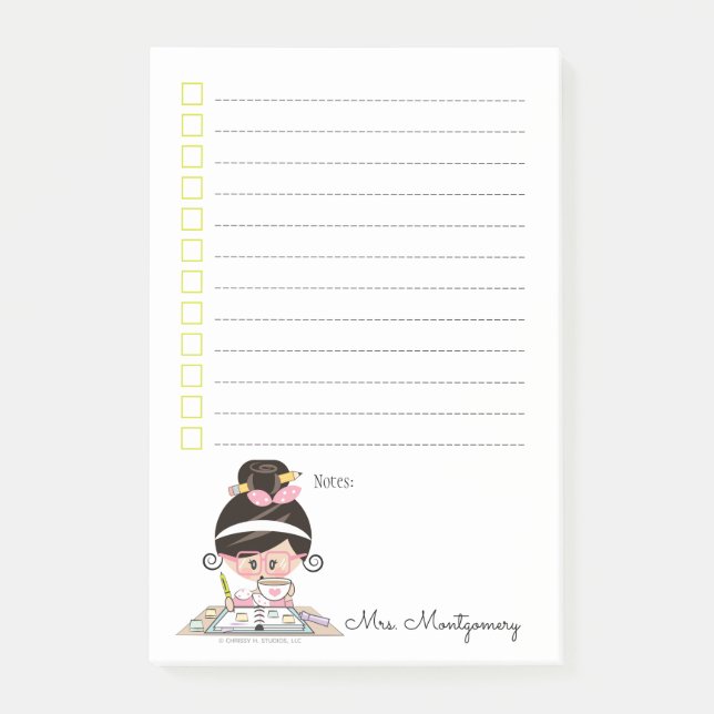 Notas Post-it® Asiático pegajoso del profesor de los planes de (Anverso)