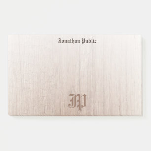 Notas Post-it® Aspecto de madera de plantilla monogramada manuscr