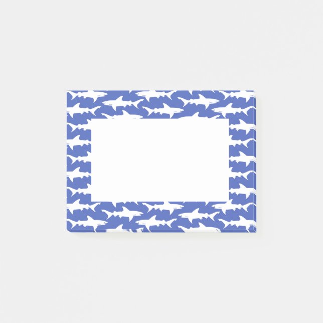 Notas Post-it® Ataque del tiburón - azul y blanco (Anverso)
