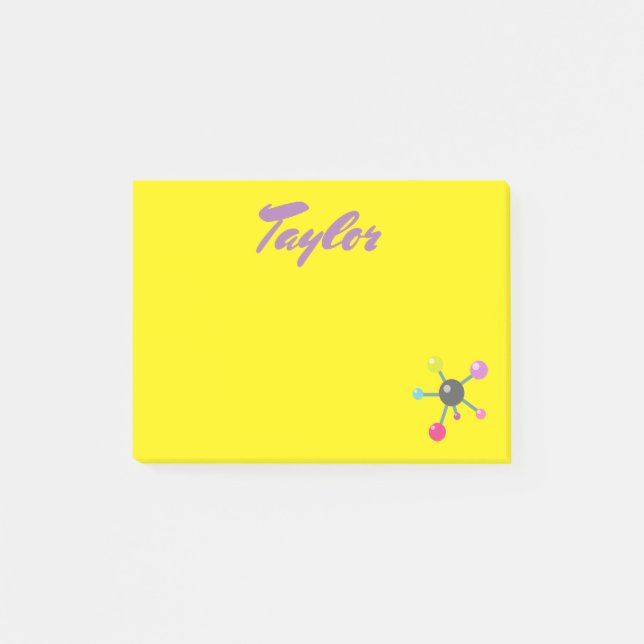 Notas Post-it® Átomos en fondo amarillo (Anverso)