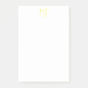 Notas Post-it® Atractivo Monograma Amarillo Blanco Moderno Minima