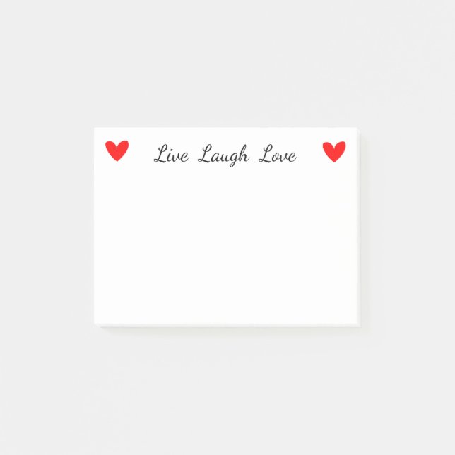 Notas Post-it® Attitude Live Laugh Love Red Heart Motivational (Anverso)