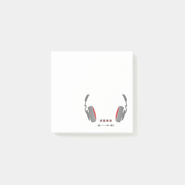Notas Post-it® Auriculares con botones de control de volumen de m (Anverso)