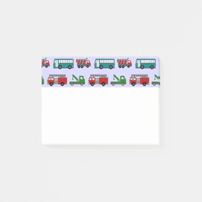 Notas Post-it® Autos, camiones, autobuses (Anverso)