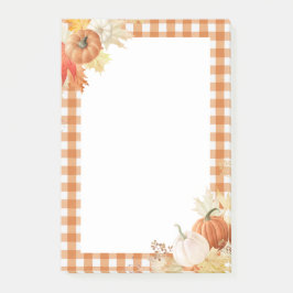 Notas Post-it® Autumhouse Rustic Plaid Naranja Buffalo Check