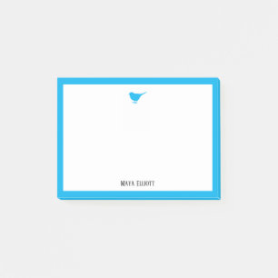 Notas Post-it® Ave azul cielo brillante y borde con blanco y nomb