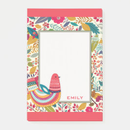Notas Post-it® Ave floral de color