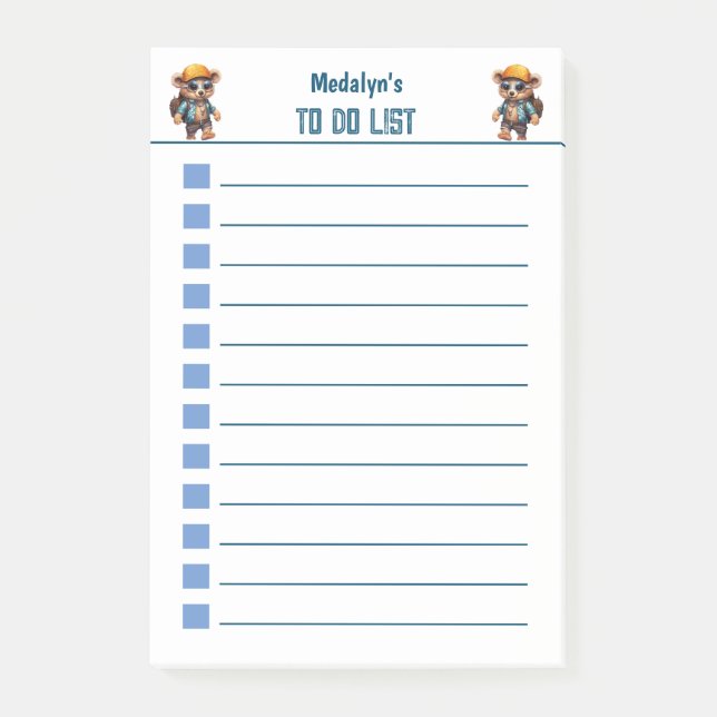 Notas Post-it® Aventuras Soleadas con Osito Playero - Listo para  (Anverso)