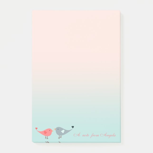 Notas Post-it® Aves Adorables Cuestas Enamoradas (Anverso)