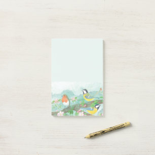 Notas Post-it® Aves cantando en una floreciente rama de árbol