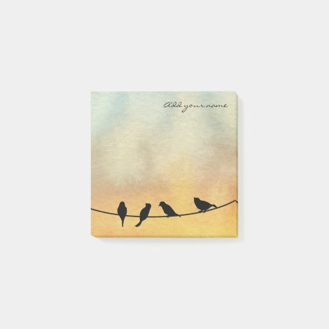 Notas Post-it® Aves en un alambre (Anverso)