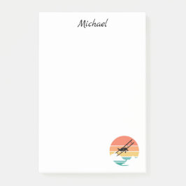 Notas Post-it® Avión Antiguo Retro & Atardecer, Nombre Personaliz