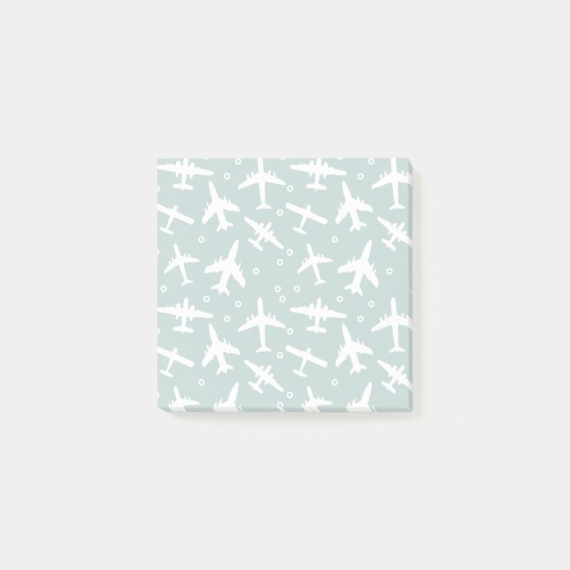Notas Post-it® Avión azul y blanco (Anverso)