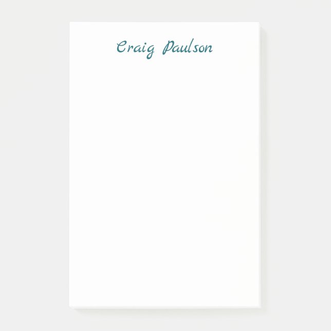 Notas Post-it® Azul blanco tu nombre especial Minimalista (Anverso)