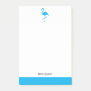 Notas Post-it® Azul cielo brillante sobre flamenco blanco y borde
