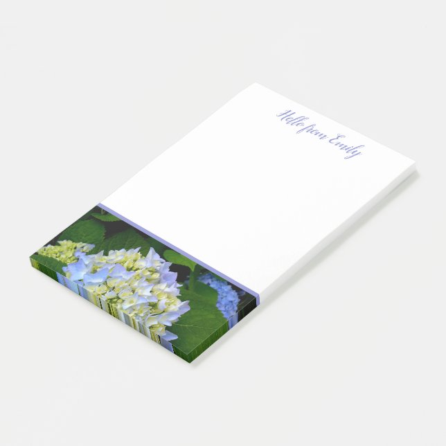 Notas Post-it® Azul Hidrangea Floral Personalizado (En perspectiva)
