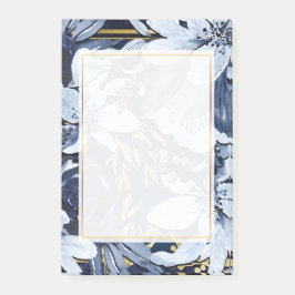 Notas Post-it® Azul Marino y Dorado Floral Acuarela Moderna Elega