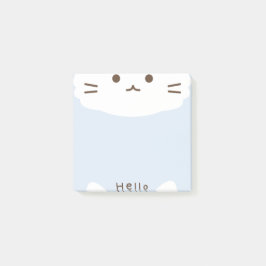 Notas Post-it® Azul pastel y gato blanco lindo