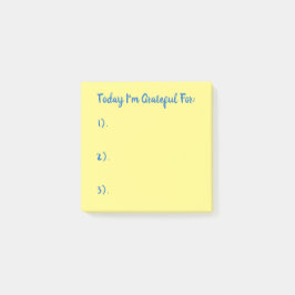 Notas Post-it® Azul Simple Sobre Gratitud Amarilla