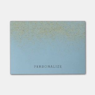 Notas Post-it® Azul sólido del purpurina del oro