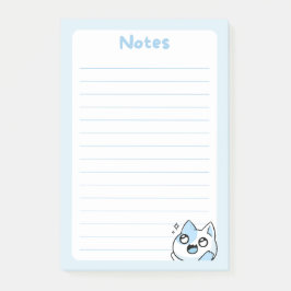 Notas Post-it® Azul suave Kawaii Chibi Kitty Cat con esparkling