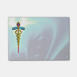 Notas Post-it® Azul verde azulado del CADUCEO del MONOGRAMA DE