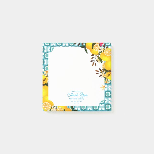 Notas Post-it® Azulejos Mediterráneos Limón Azul (Anverso)