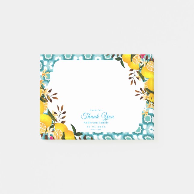 Notas Post-it® Azulejos Mediterráneos Limón Azul (Anverso)