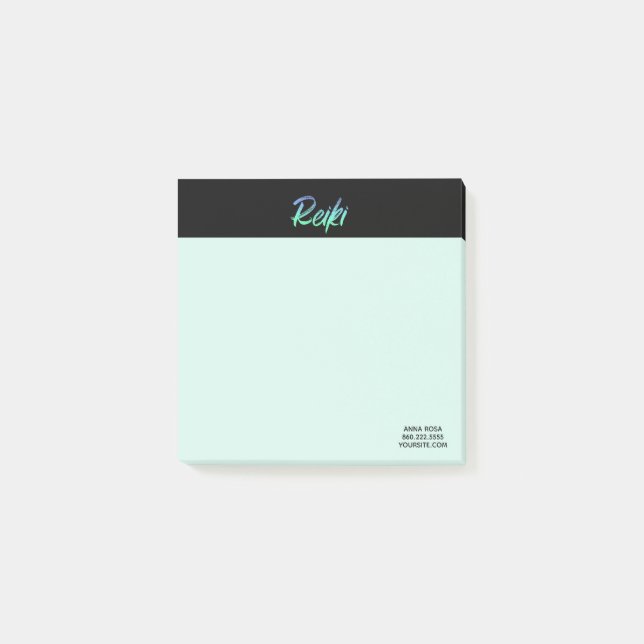 Notas Post-it® Azules turquesas de Reiki del *~* y iridiscente (Anverso)