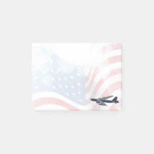 Notas Post-it® B-52 Estrasburgo con fondo de bandera estadouniden