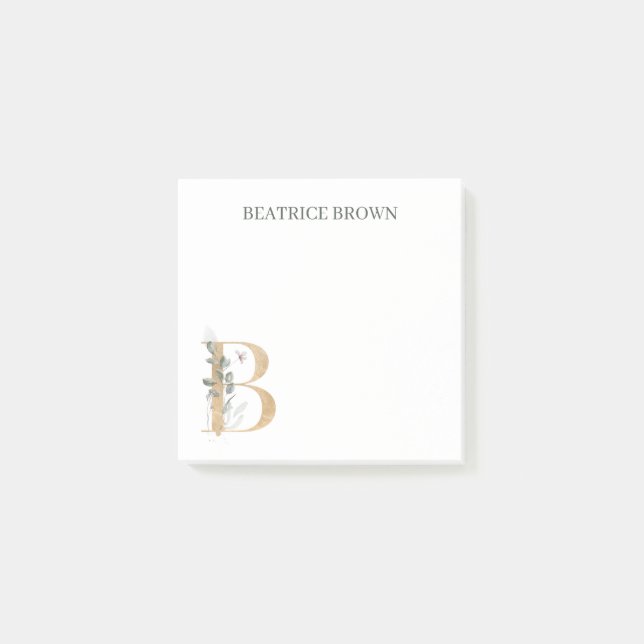 Notas Post-it® B Monograma Floral Personalizado (Anverso)