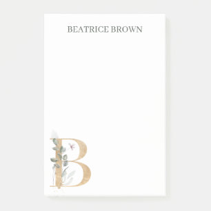 Notas Post-it® B Monograma Floral Personalizado Post-it Notes