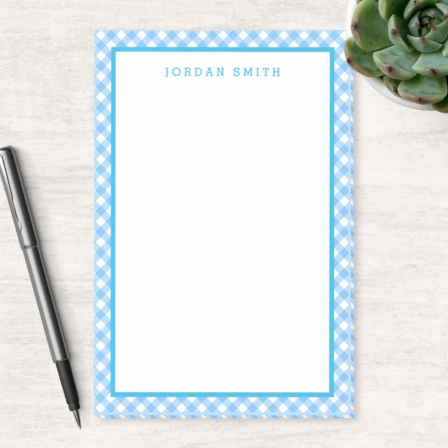 Notas Post-it® Baby Blue Gingham con frontera (Subido por el creador)